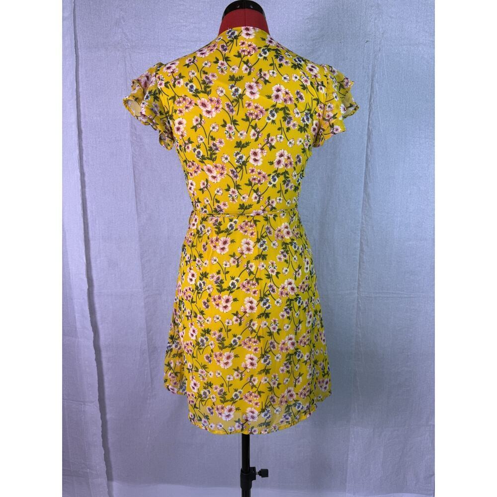 Harper Heritage Dora Yellow Floral Wrap Dress Size XS Summer Party Cocktail C710 - Picture 4 of 10